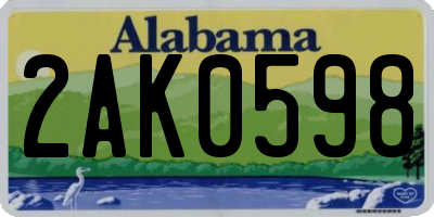 AL license plate 2AK0598