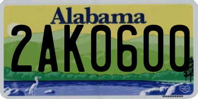 AL license plate 2AK0600