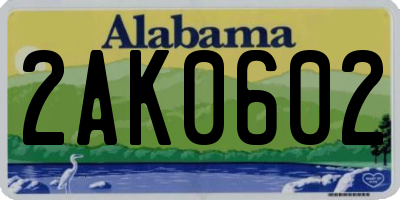 AL license plate 2AK0602