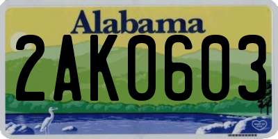 AL license plate 2AK0603