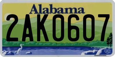AL license plate 2AK0607