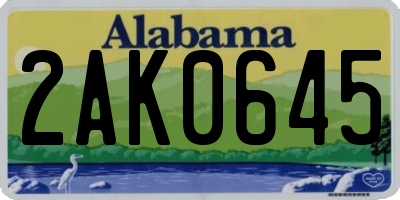 AL license plate 2AK0645