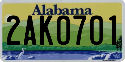 AL license plate 2AK0701