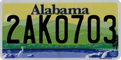AL license plate 2AK0703