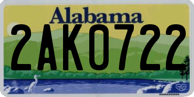 AL license plate 2AK0722