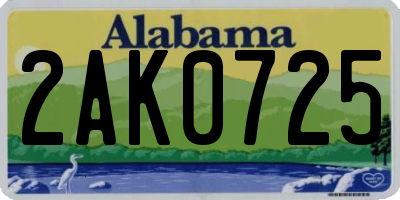 AL license plate 2AK0725