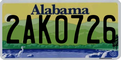 AL license plate 2AK0726