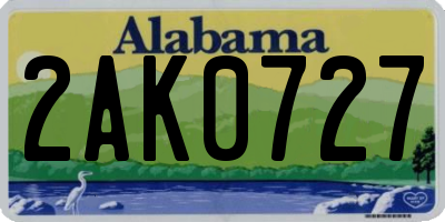 AL license plate 2AK0727