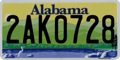AL license plate 2AK0728