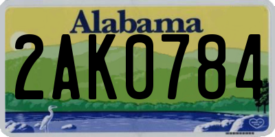 AL license plate 2AK0784