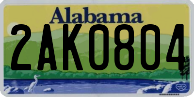 AL license plate 2AK0804