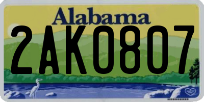 AL license plate 2AK0807
