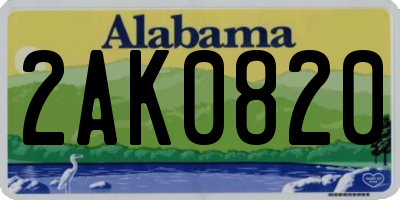 AL license plate 2AK0820