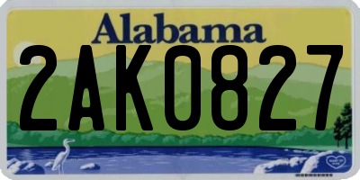 AL license plate 2AK0827