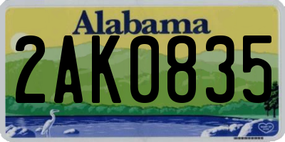 AL license plate 2AK0835