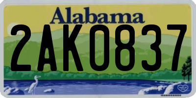 AL license plate 2AK0837