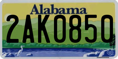 AL license plate 2AK0850