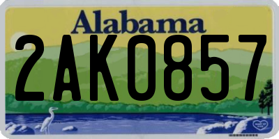 AL license plate 2AK0857