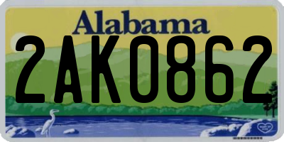 AL license plate 2AK0862