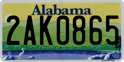AL license plate 2AK0865