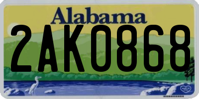 AL license plate 2AK0868
