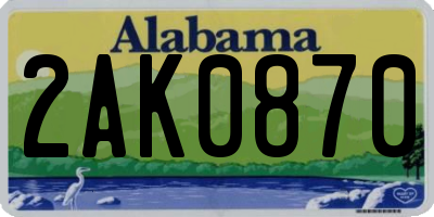 AL license plate 2AK0870
