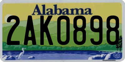 AL license plate 2AK0898