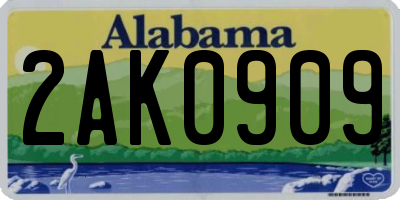 AL license plate 2AK0909
