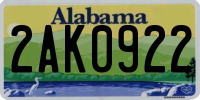 AL license plate 2AK0922