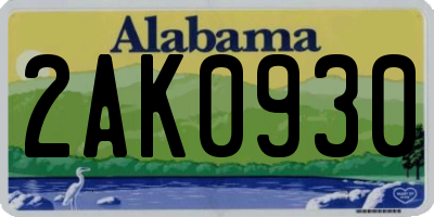 AL license plate 2AK0930