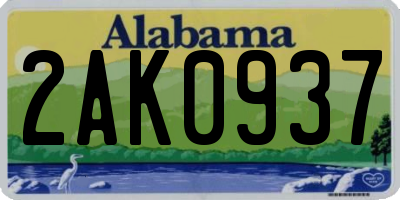 AL license plate 2AK0937