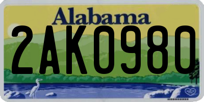AL license plate 2AK0980