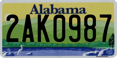 AL license plate 2AK0987