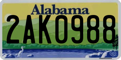 AL license plate 2AK0988