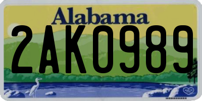 AL license plate 2AK0989