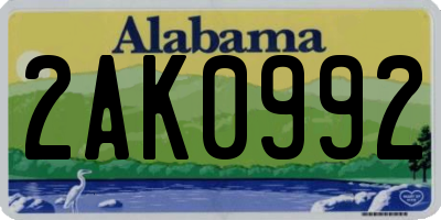 AL license plate 2AK0992
