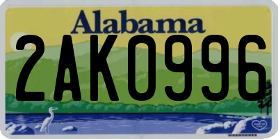 AL license plate 2AK0996