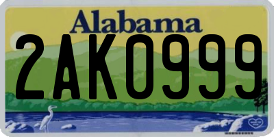 AL license plate 2AK0999