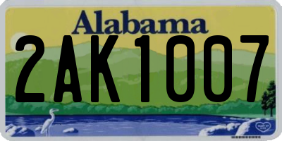 AL license plate 2AK1007