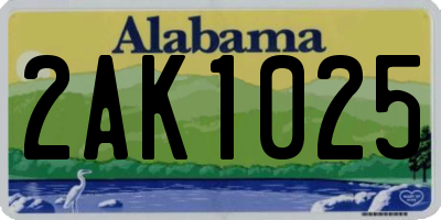 AL license plate 2AK1025