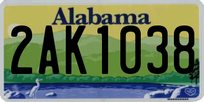 AL license plate 2AK1038