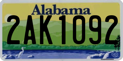 AL license plate 2AK1092