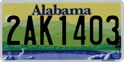 AL license plate 2AK1403