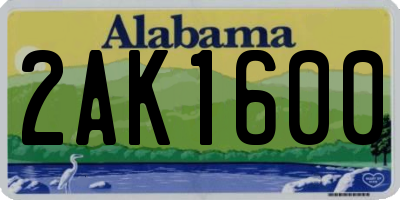 AL license plate 2AK1600