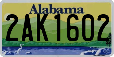 AL license plate 2AK1602