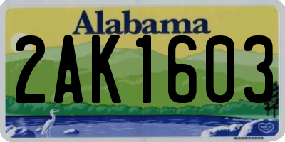 AL license plate 2AK1603