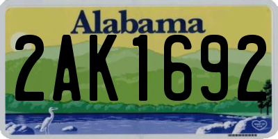 AL license plate 2AK1692