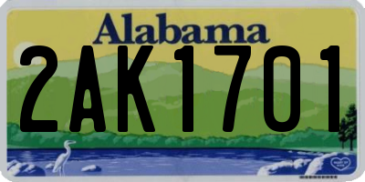 AL license plate 2AK1701