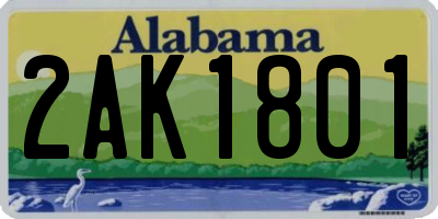 AL license plate 2AK1801