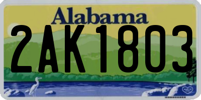AL license plate 2AK1803